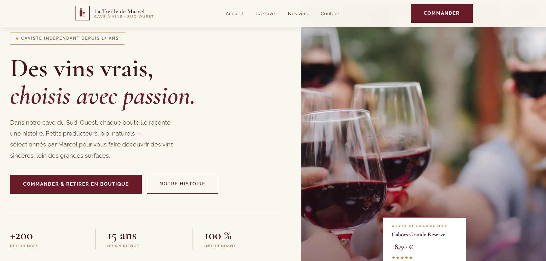 Site web caviste La Treille de Marcel Bretagne — création Amiri Studio
