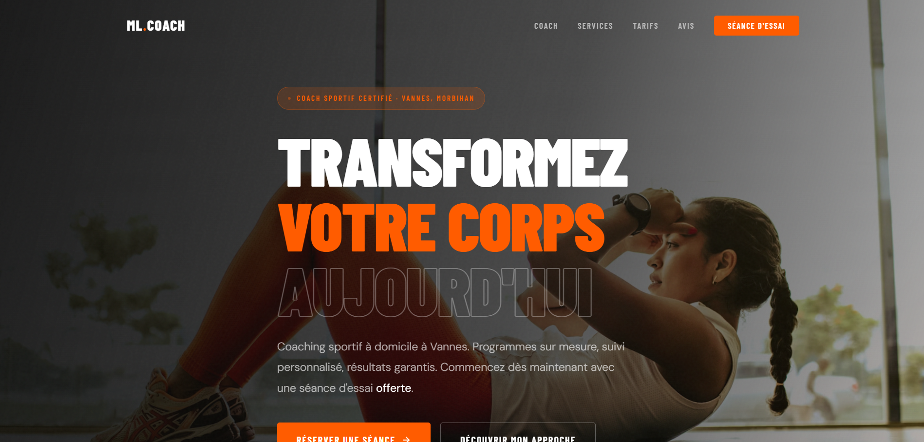 Site web coach sportif à domicile Vannes — réalisation Amiri Studio
